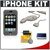 CTA Skin Case (Black) + CTA Car Charger + Accessory Kit for Apple iPhone
