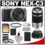 Sony Alpha NEX-C3 Digital Camera Body & E 18-55mm OSS Lens (Black) with E 55-210mm OSS Zoom Lens + 32GB Card + Battery + 4 Filters + Case + Accessory Kit