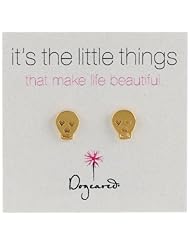 Dogeared "Its the Little Things" Gold-Plated Sterling Silver Skull Post Earrings
