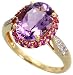 14k Gold Oval Cluster Ring, w/ 0.08 Carat Brilliant Cut Diamonds, 0.50 Carat Brilliant Cut Pink Sapphire Stones & 3.50 Carats Oval Cut Amethyst Stone, 1/2