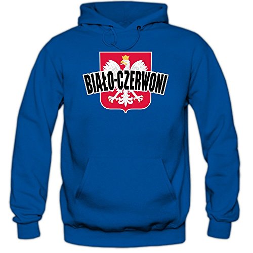 Polen EM 2016 #4 Kapuzenpullover | Fußball | Bia?o-Czerwoni | Herren | Trikot | Nationalmannschaft, Farbe:Blau (Royalblue F421);Größe:L