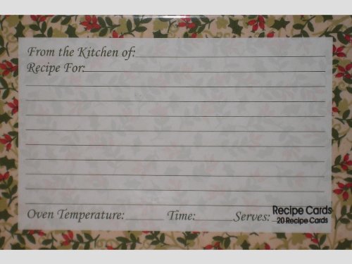 Red Berries & Leaves Recipe Cards - Set of 20