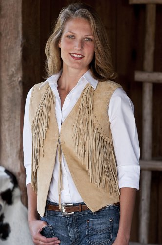 Womens Kayla Fringed Suede Vest