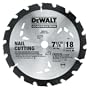 DEWALT DW3191 Series 20 7-1/4-Inch 18 Tooth FTG Nail Cutting Saw Blade with 5/8-Inch and Diamond Knockout Arbor