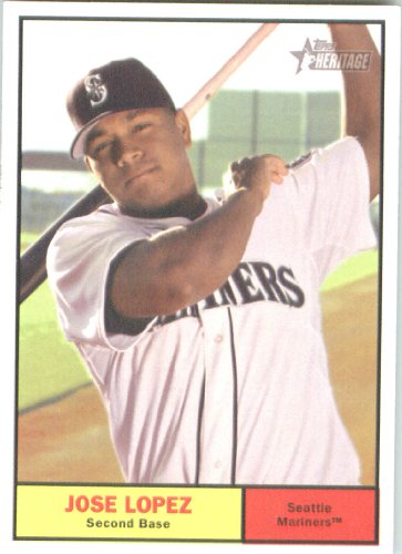 2010 Topps Heritage Baseball Card # 359 Jose Lopez - Seattle Mariners - Mint Condition - MLB Trading Card Shipped In Protective ScrewDown Display Case!