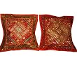 Christmas Gift-2 Burnt Umber Sequin Embroidery Sari Toss Pillow Cushion Covers