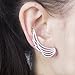 EAR VINES Cubic Zirconia Wings Ear Wrap Cuff Stud Earrings Silver Tone