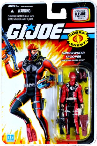 Hasbro Year 2008 G.I. Joe Comic Series 4 Inch Tall Action Figure - Underwater Trooper COBRA DIVER with Facemask, Flippers, -image
