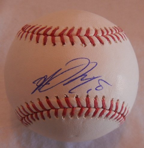 Hiroki Kuroda Autographed Official Major League Baseball W/PROOF, Picture of Hiroki Signing For Us, Japan, Los Angeles Dodgers, Signed in English and Kanji