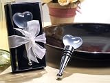 Chrome Bottle Stopper w Solid Frosted Heart (Set of 24) - Baby Shower Gifts & Wedding Favors