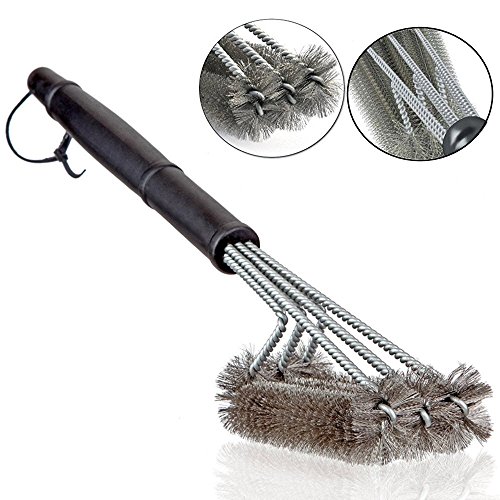 Silcony - Amazing 18" Stainless Steel BBQ Grill Brush 3 in 1, Stylish, Sturdy, Durable & Effective, Bristles Made of Steel Woven Wires - Perfect for all types of Grills, Oven and BBQ lovers.