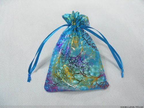 Nicedeco Designer Coralline Pouches 3.5" X 4.7",9cm X 12cm 100 Pieces Wholesale 50pcs Blue 50pcs Clear Organza Jewelry Pouch Wedding Party Favor Gift Bag Jewelry Pouches/Drawstring Bags,great for holding sugar,accessories, ornament,cable,beads