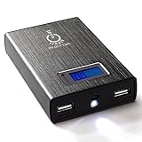 Intocircuit 11200mAh Dual USB Portable External Battery Charger with Smart LCD Display & LED Flashlight, Gray cover image