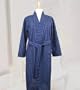 Armani International, Alexander Blue-Pinstriped White, Classically Tailored Luxury European Linen Cotton Robe (Size-Large)