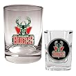 Milwaukee Bucks NBA Rocks Glass & Square Shot Glass Set - Primary Logo by Great American Products