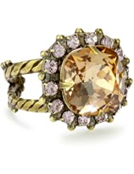Sorrelli "Mirage" Crystal Cushion Cut Adjustable Gold-Tone Ring