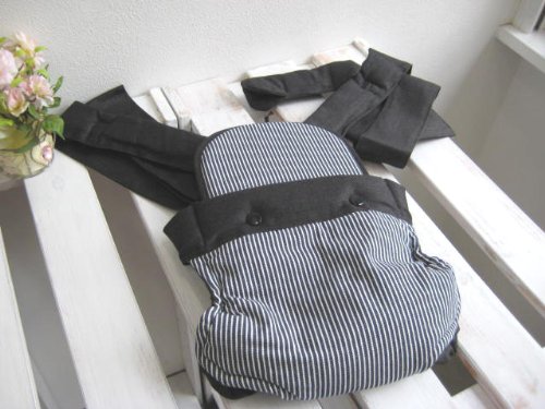 デニム＋ストライプ 胸元がクロスにならない！昔ながらのひも式おんぶひも
