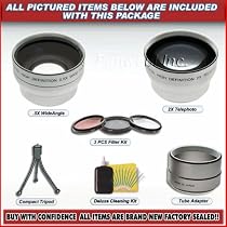 Wide Angle + Telephoto Lens Kit for Sony Dsc-h2 H1 F707 F717 F828