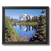Mount Shukshon Lake Snow Trees Landscape Home Decor Wall Picture Black Framed Art Print