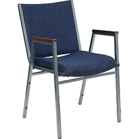 Heavy Duty, 3'' Thickly Padded, Navy Patterned Upholstered Stack Chair with Arms... by Furniture Crew