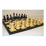 Old Russian Style Ebony and Boxwood Chessmen with Black/Maple Board