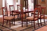 7pc Elegant Metal & Wood Dining Table & Chair Set