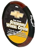 Chevy Logo Burl Wood Style Steering Wheel Cover