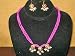 Bellydance Necklace Set-pink Handmade Lacquer Pendant Necklace with Earrings 3pc Set