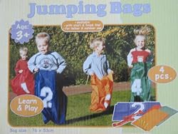 Out Door Jumping Bags Includes 4 Numbered Colorful Bag, Start Finish Line and Ground Pegs
