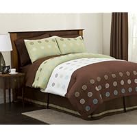Lush Decor Kameron 5-Piece Twin Comforter Set, Green/Off-white/Chocolate