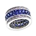 SAVE 71% Diamond Cut Signity® Stone Cubic Zirconia & Created Blue Sapphire in Sterling Silver Classic Eternity Ring by Designer Michael Valitutti - OVERSTOCK Clearance Sale!