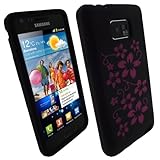 iGadgitz Black & Pink Flowers Silicone Skin Case Cover for Samsung Galaxy S ....