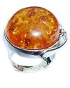 Preciozzo Bague ambre miel en cabochon
