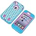 KINGCO 3in1 Chevron Pattern Design Hybrid High Impact Case Cover for Apple iPhone 4/4S Cases Covers (sky blue+hot pink)
