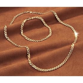 Mens 2 - Pc. 14k Gold / Sterling Silver Mariner Chain Set by Unknown