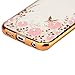 Note 7 Floral Crystal TPU Case-Auroralove Soft Slim Bling Plating Rubber Bumper Cover for Galaxy Note 7 with Rhinestone Diamond Element Detachable 360 Ring Stand for Girls Women(Rose Gold+Pink)