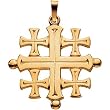 14K Yellow Gold Jerusalem Cross Pendant - 27.00x26.00mm