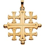 14K Yellow Gold Jerusalem Cross Pendant - 27.00x26.00mm