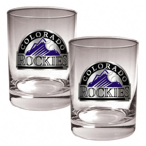 Buy Colorado Rockies Primary Logo 2 Piece Rocks Glass Set by FansEdge