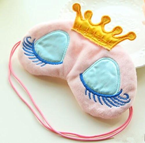 cute sweet princess style soft velvet crown and long cilia eyes sleeping mask thick pink