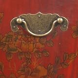 Handmade Painted Red Leather Birds & Flowers Imperial China Trash Bin