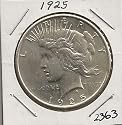 1925 Peace Dollar in 2x2 Plastic Flip