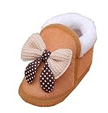 Ziweiba ベビーファーストシューズ 赤ちゃん 滑め防ぐ靴 室内履き ルームシューズ ソフトソール 暖か コットン リボン (インソール11cm, Bブラウン)