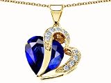 10.30 cttw 925 Sterling Silver Created Heart Shape Sapphire Pendant