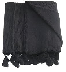 Handmade Alpaca Natural Fiber Sofa Throw - Luxurious Black (Large)