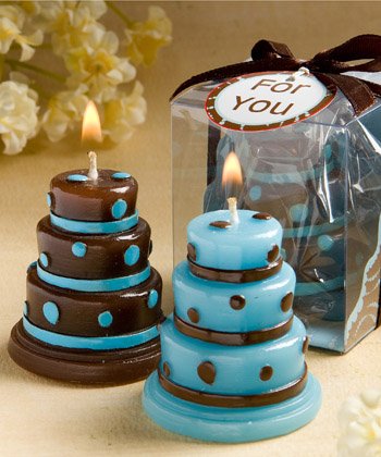 Pack of 10 Cake candles blue/brown in clear PVC box