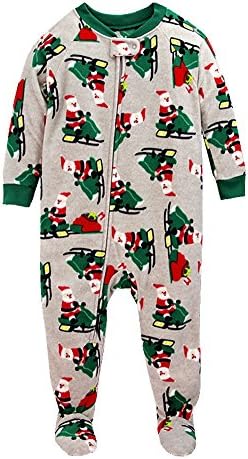 Hapajas Santa Claus Cotton Baby Boys Toddler Kids Footed Christmas Pajamas Sleeper 5T Grey