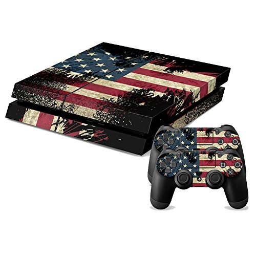PS4 Console Designer Skin for Sony PlayStation 4 System plus Two(2) Decals for: PS4 Dualshock Controller - USA Flag Eagle