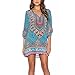 NONO Women Bohemian Neck Tie Floral Print Ethnic Style Shift Dress