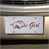 Arkansas Razorbacks Girl Silver Mirror License Plate